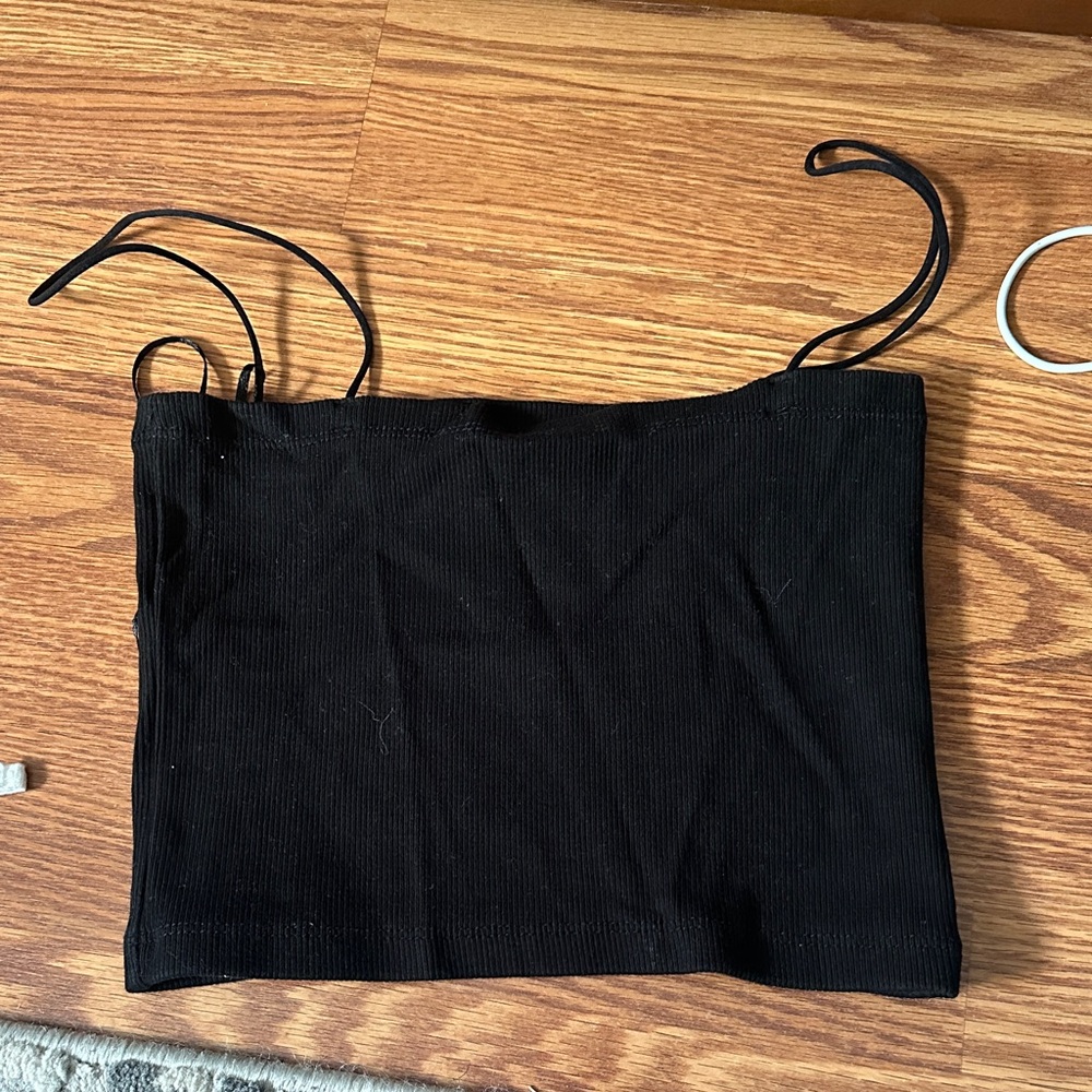 Zara Black Ribbed Crop Top